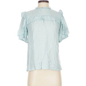 Boho Blouse with Ruffles - LOFT light blue blouse